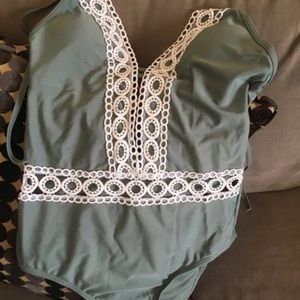 Green colored swimsuit